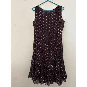 Dressbarn Brown‎ Polka Dot Sleeveless Dress Size 14 (A639)